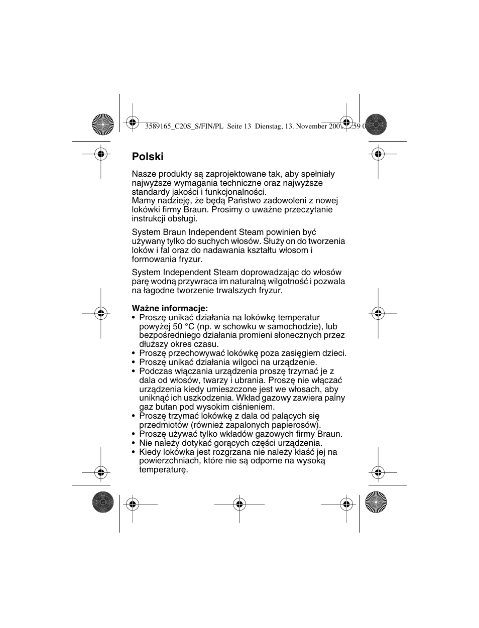 Polski | Braun C20S Independent Steam User Manual | Page 69 / 98