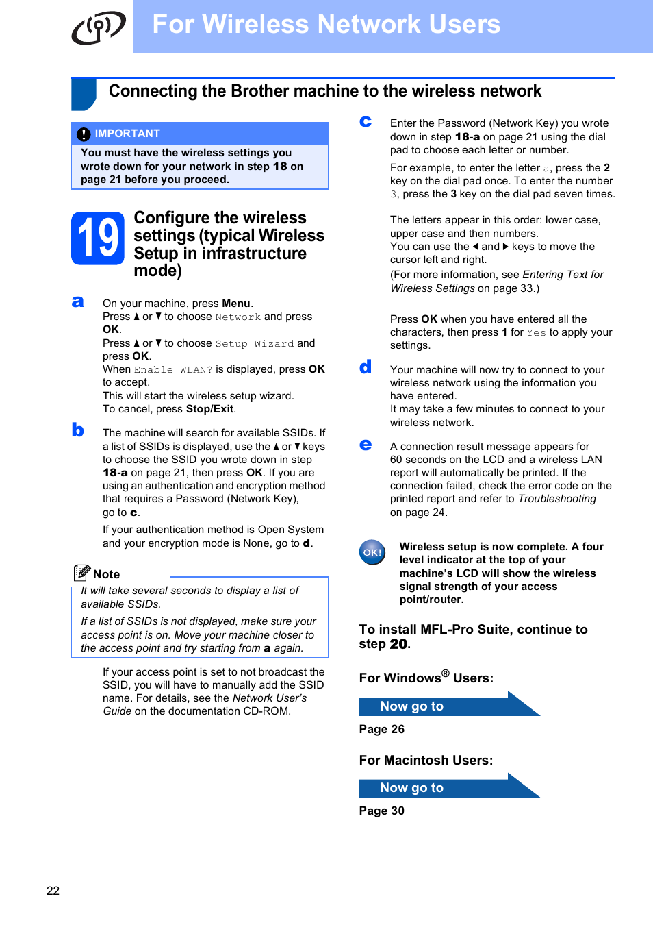 For wireless network users | Brother MFC-J410W User Manual | Page 22 / 34