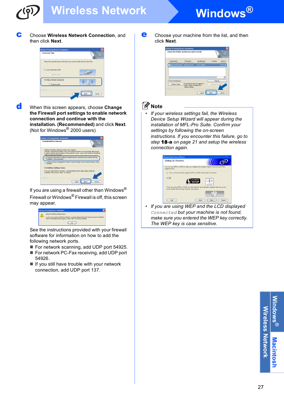 Windows, Wireless network | Brother MFC-J410W User Manual | Page 27 / 34