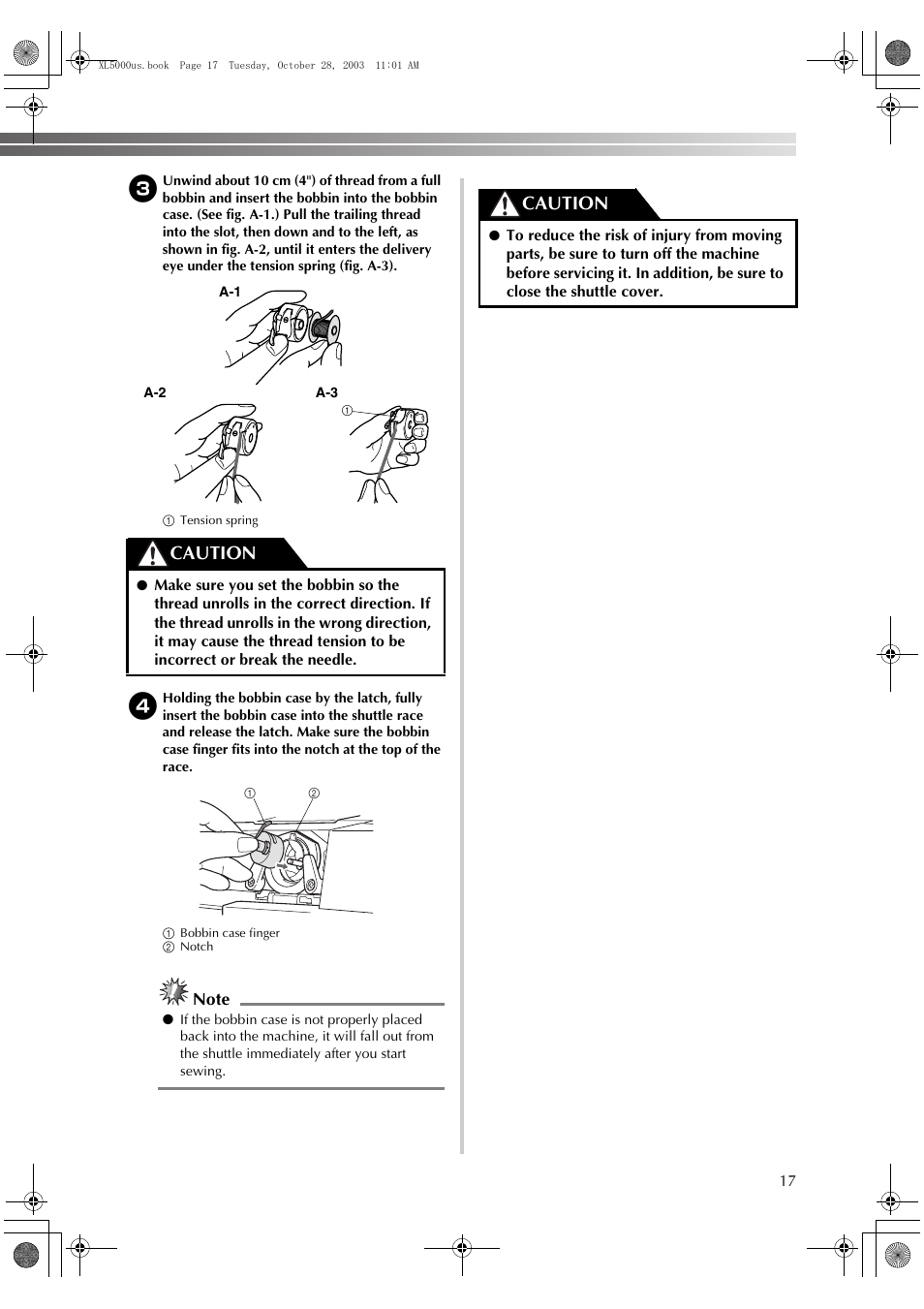 Caution | Brother XL-5600 User Manual | Page 18 / 46