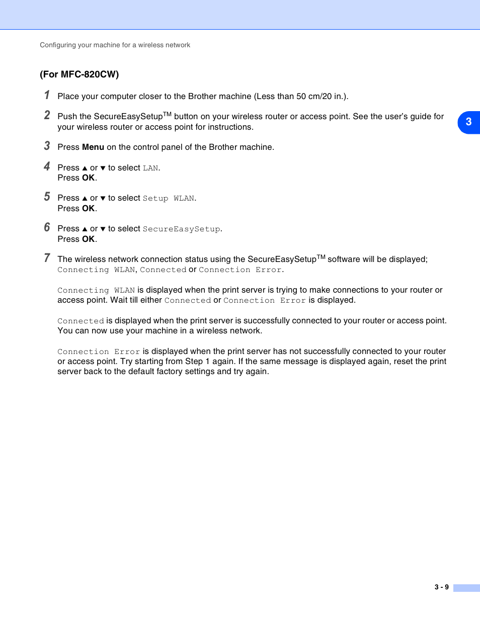 Brother MFC-820CW User Manual | Page 30 / 164