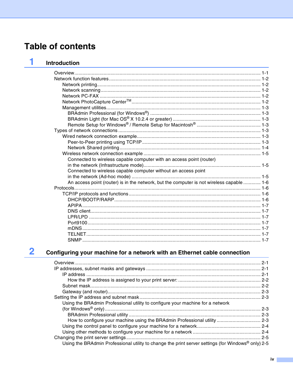 Brother MFC-820CW User Manual | Page 5 / 164