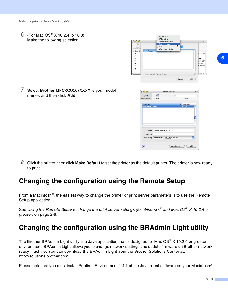 Changing the configuration using the remote setup | Brother MFC-820CW User Manual | Page 61 / 164