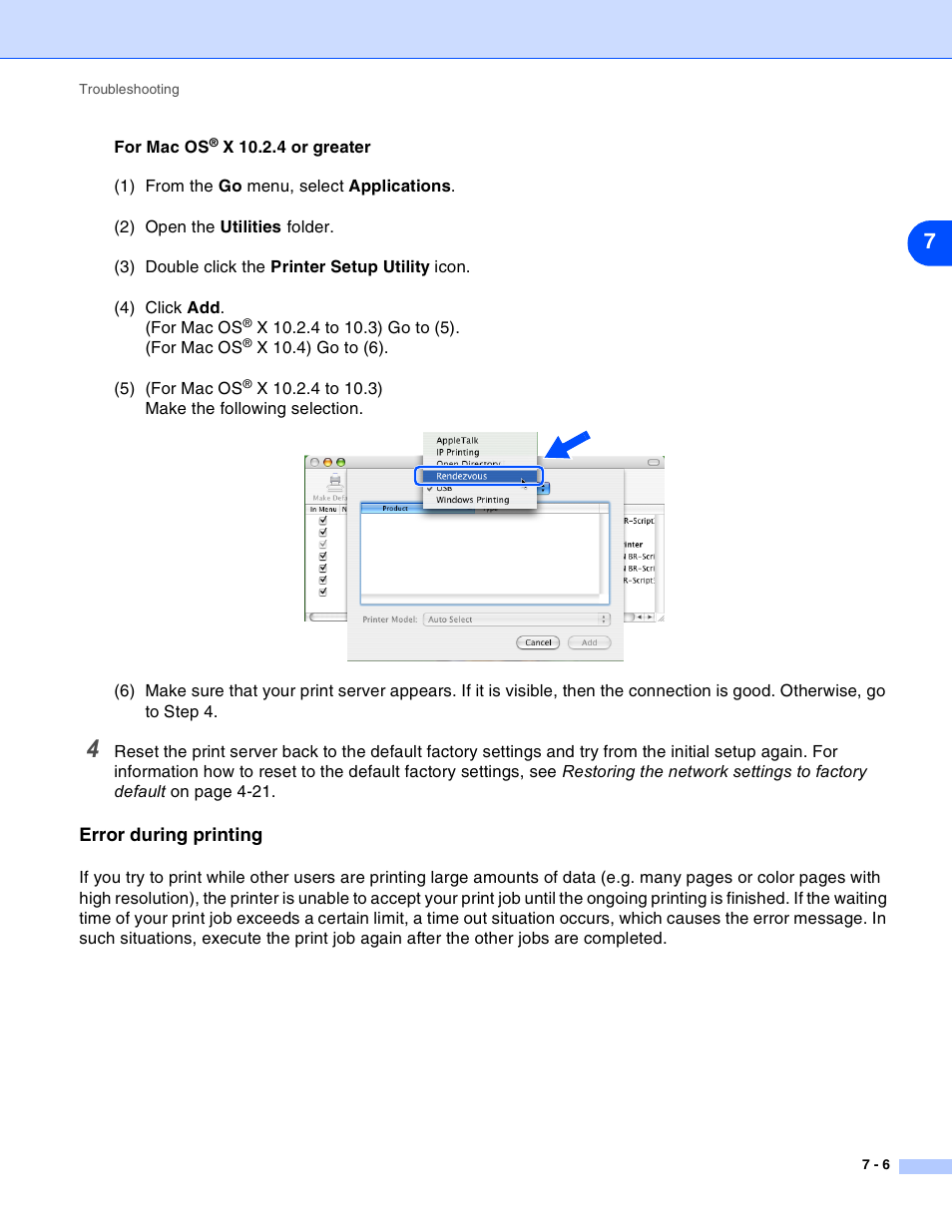 Error during printing, Error during printing -6 | Brother MFC-820CW User Manual | Page 68 / 164