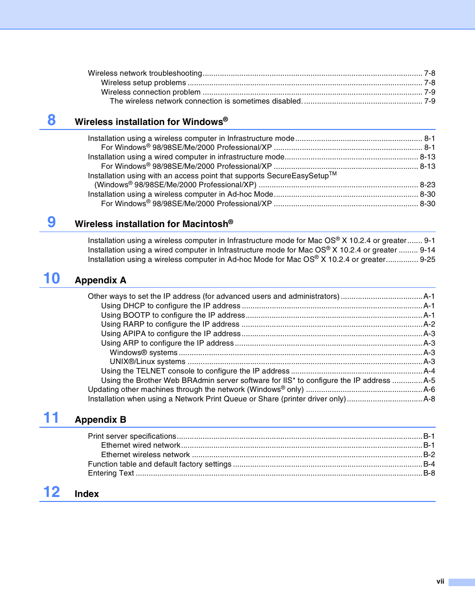 Brother MFC-820CW User Manual | Page 8 / 164