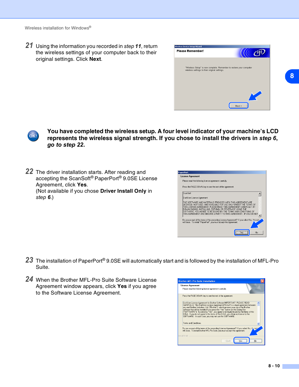 Go to step 22, Step 22, Go to step 21 | Brother MFC-820CW User Manual | Page 81 / 164