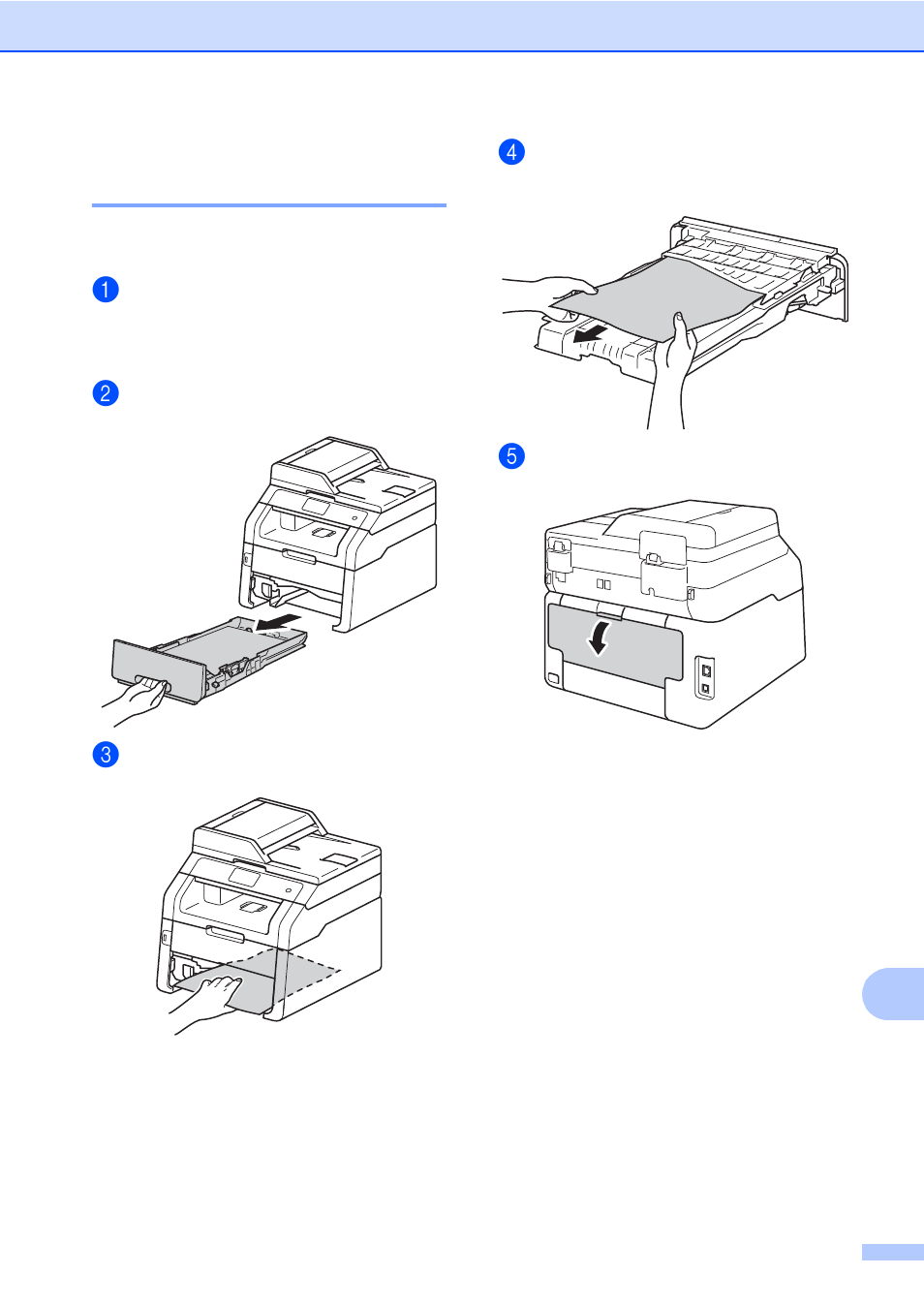 Paper is jammed underneath the paper tray, Bpaper is jammed underneath the paper tray | Brother MFC-9330CDW User Manual | Page 135 / 226