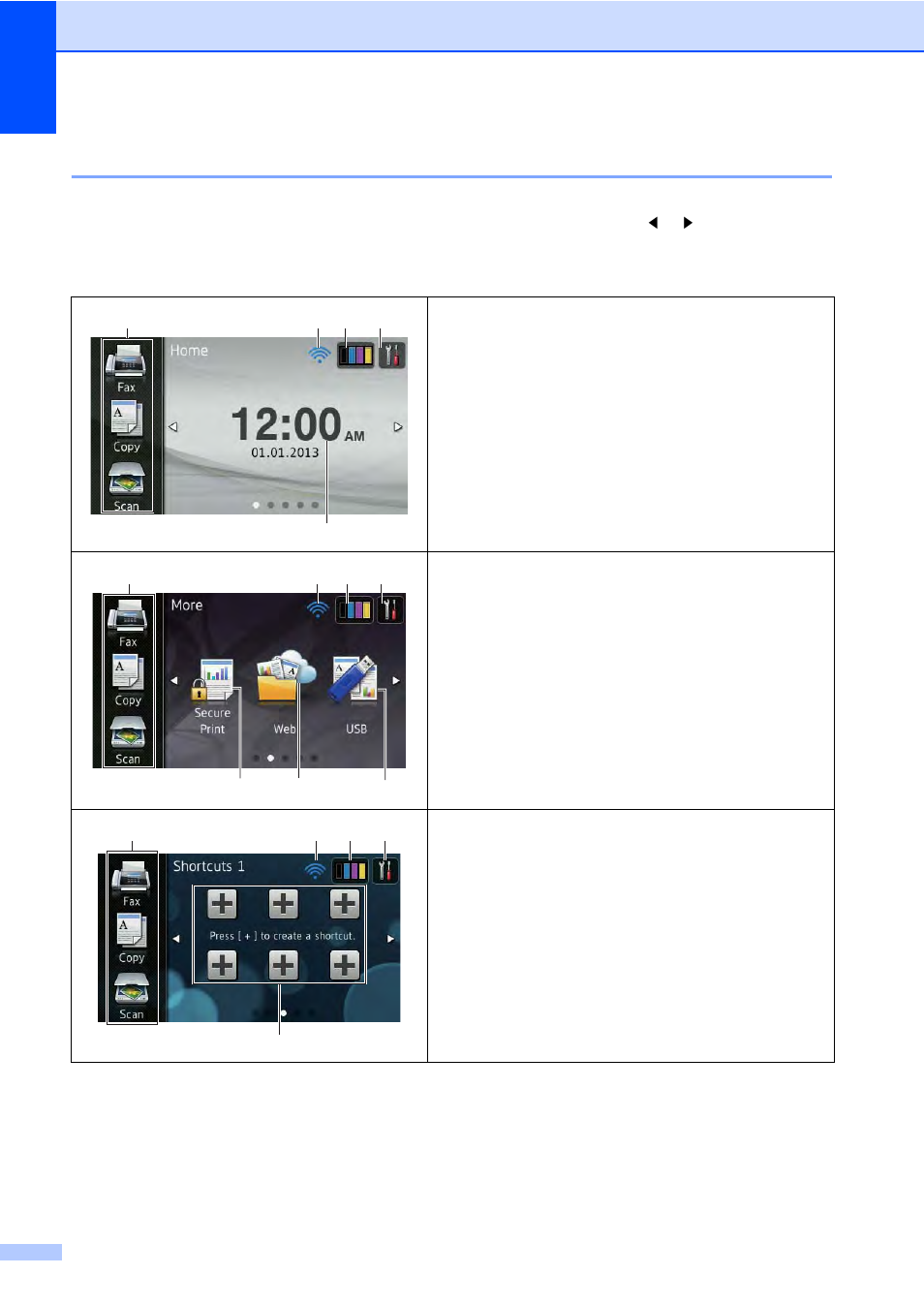 7" touchscreen lcd | Brother MFC-9330CDW User Manual | Page 24 / 226