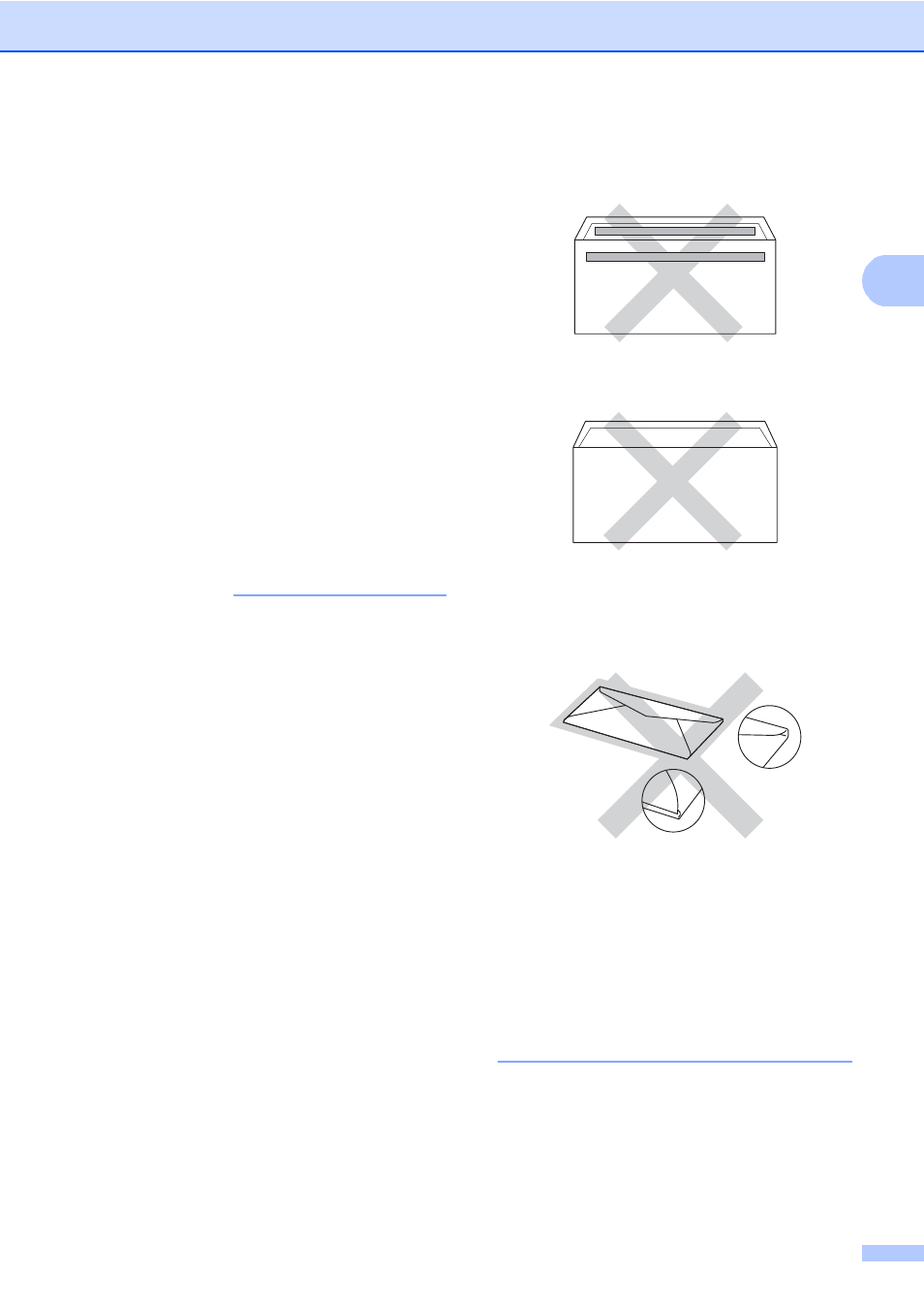 Envelopes, Types of envelopes to avoid, Important | Brother MFC-9330CDW User Manual | Page 45 / 226