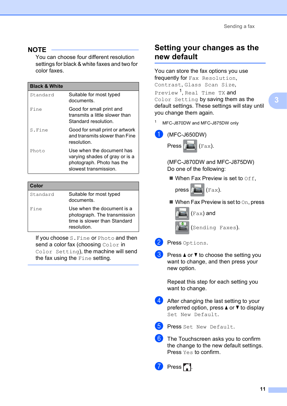 Setting your changes as the new default | Brother MFC-J870DW User Manual | Page 17 / 97