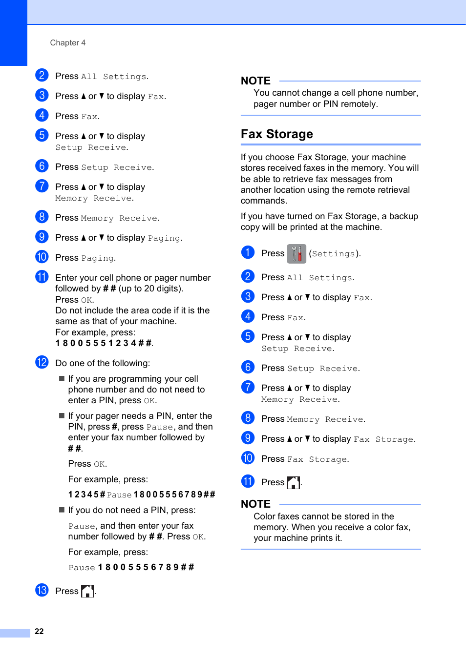 Fax storage | Brother MFC-J870DW User Manual | Page 28 / 97
