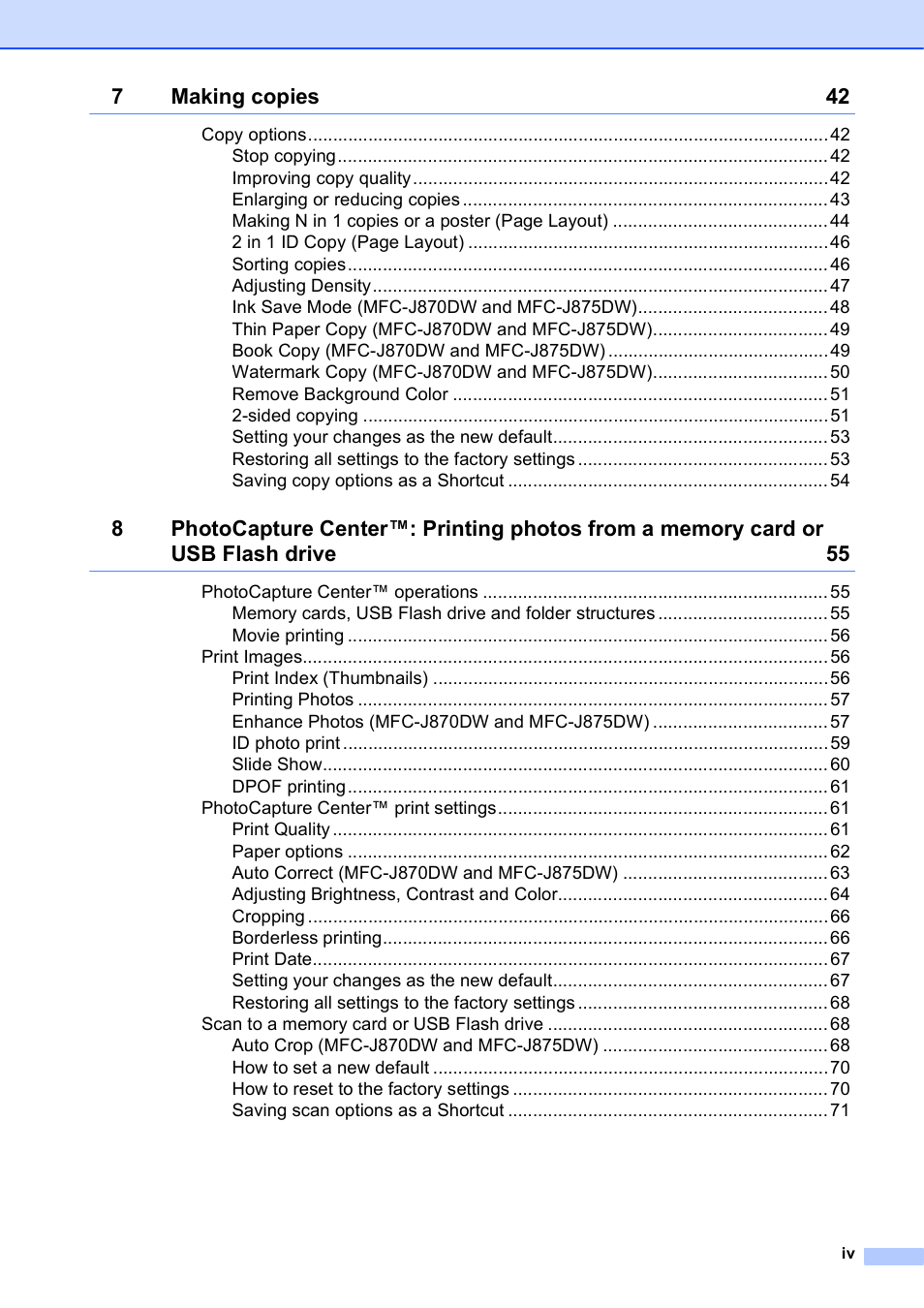 Brother MFC-J870DW User Manual | Page 5 / 97