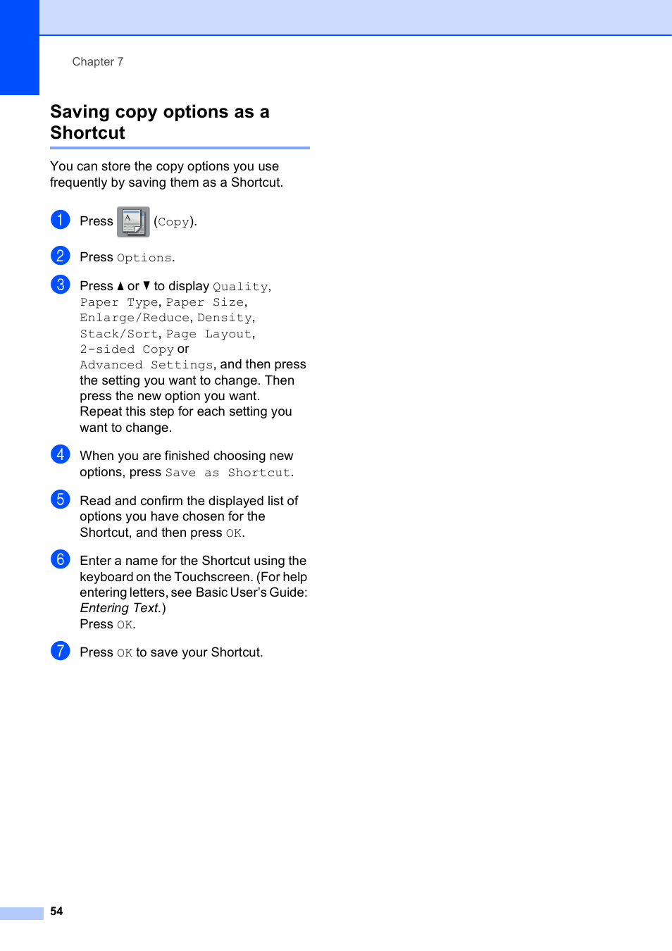 Saving copy options as a shortcut | Brother MFC-J870DW User Manual | Page 60 / 97