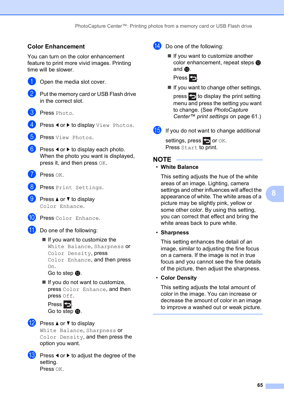 Color enhancement | Brother MFC-J870DW User Manual | Page 71 / 97