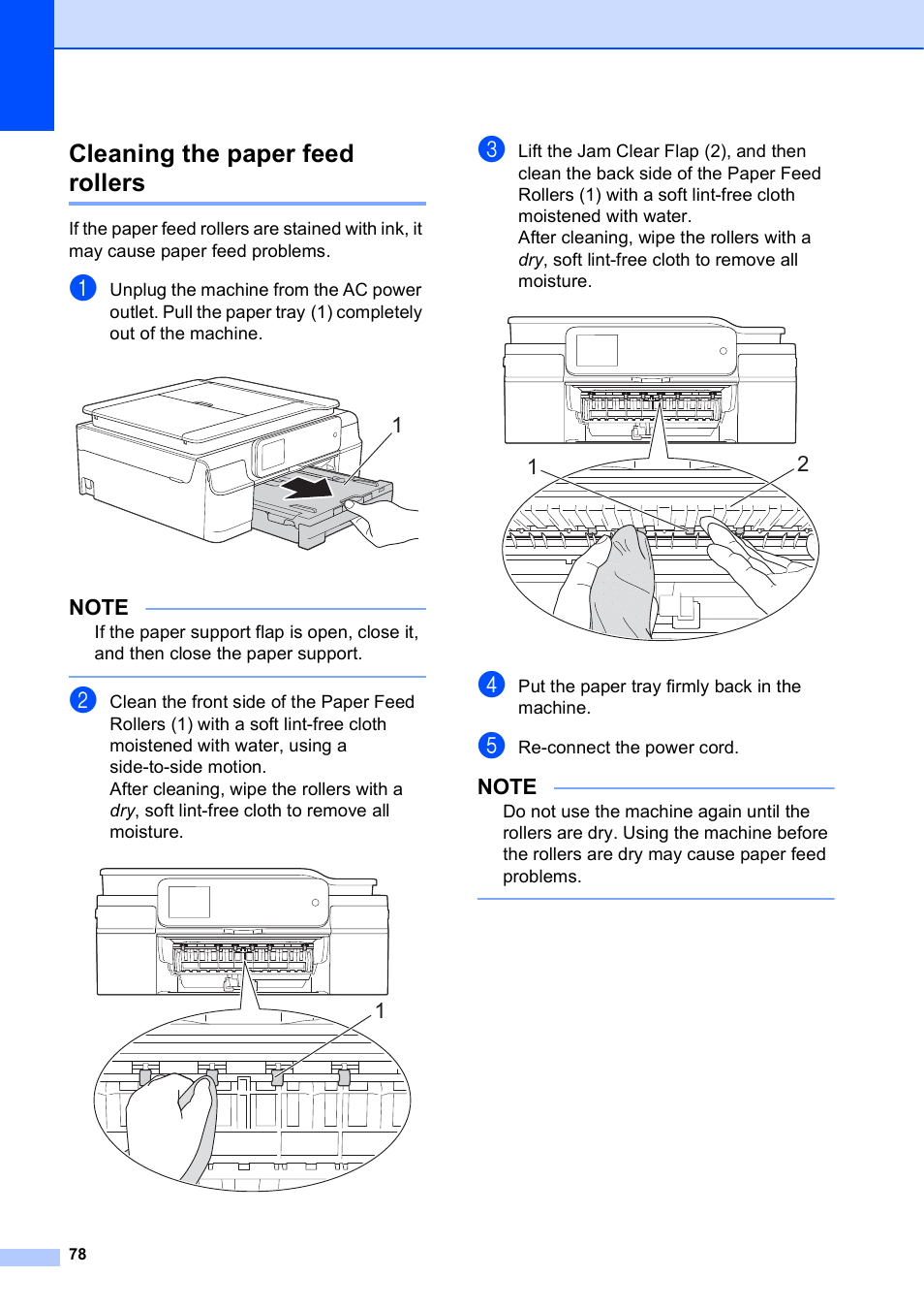 Cleaning the paper feed rollers | Brother MFC-J870DW User Manual | Page 84 / 97