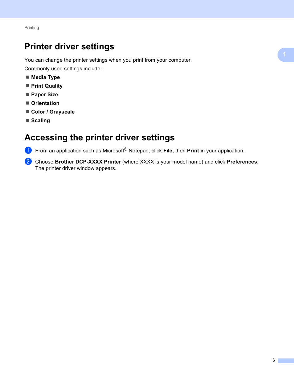 Printer driver settings, Accessing the printer driver settings | Brother DCP-J140W User Manual | Page 13 / 166