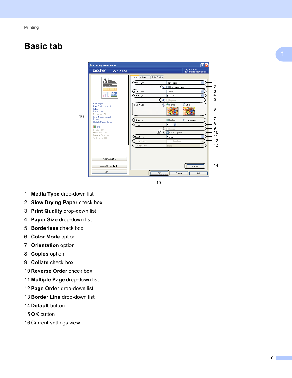 Basic tab | Brother DCP-J140W User Manual | Page 14 / 166