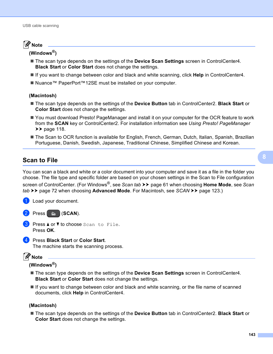 Scan to file | Brother DCP-J140W User Manual | Page 150 / 166