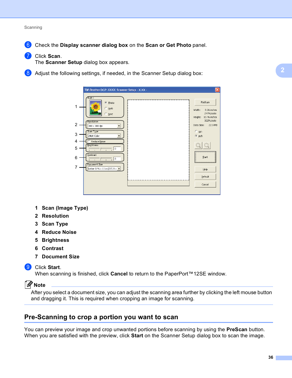 Pre-scanning to crop a portion you want to scan | Brother DCP-J140W User Manual | Page 43 / 166