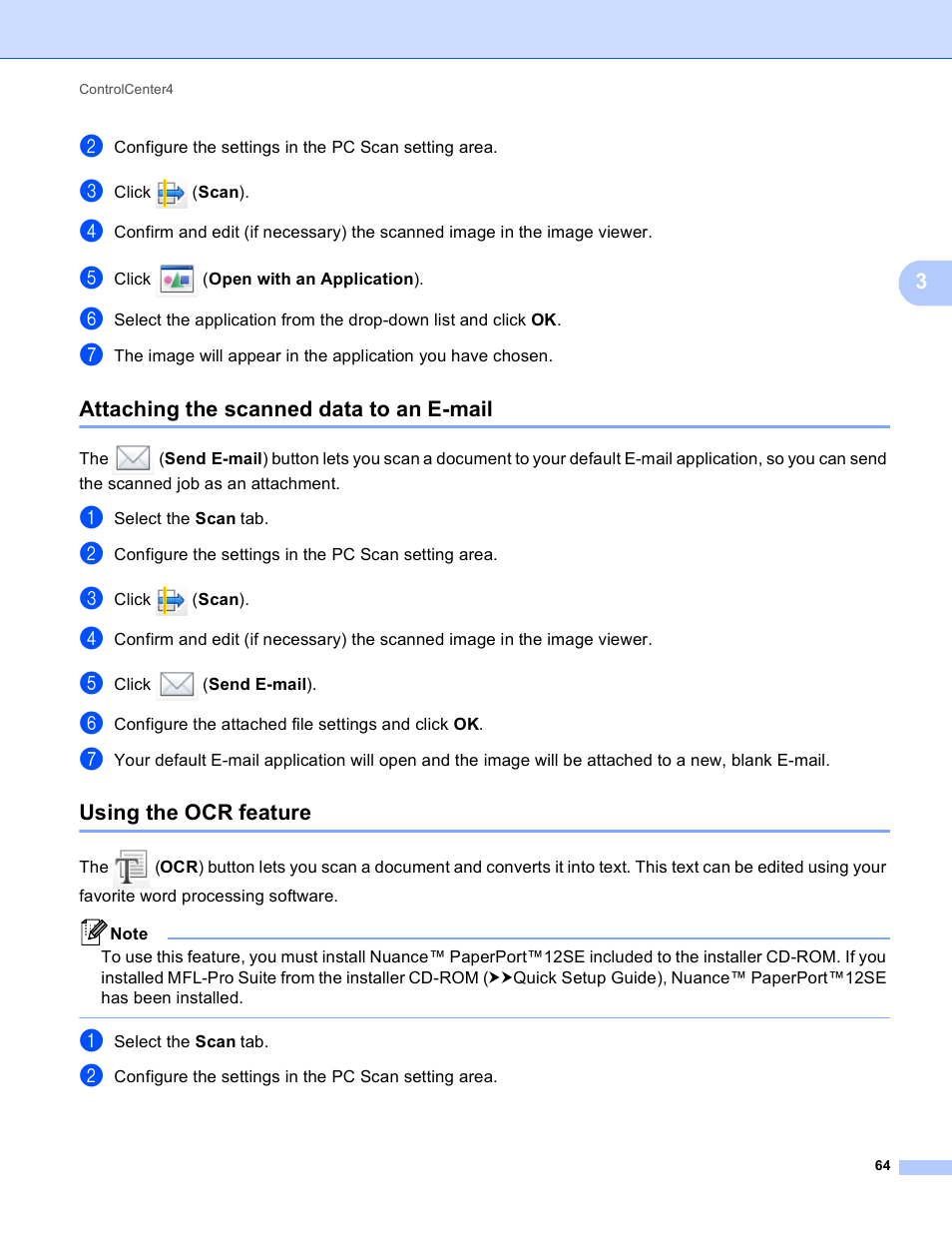 Attaching the scanned data to an e-mail, Using the ocr feature | Brother DCP-J140W User Manual | Page 71 / 166