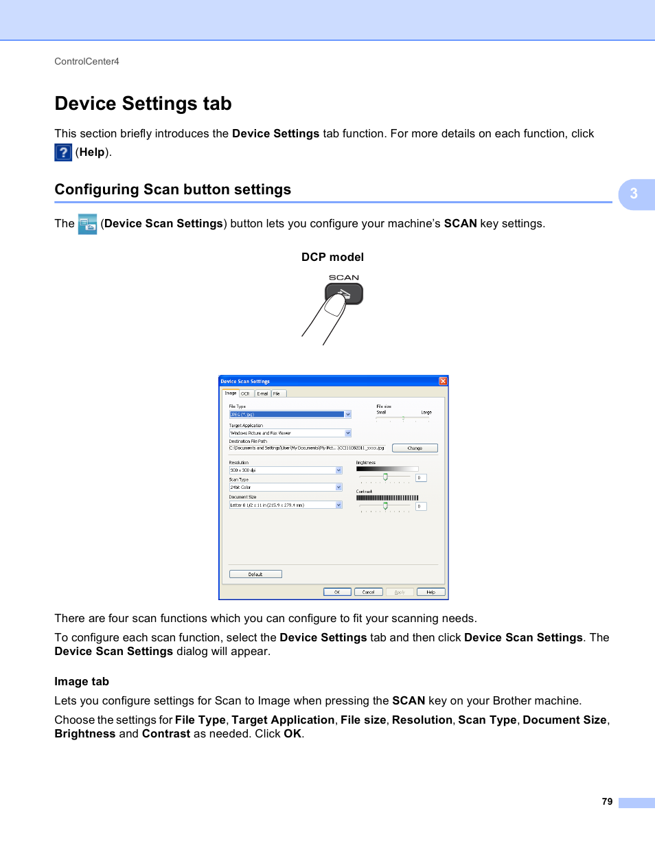 Device settings tab, Configuring scan button settings | Brother DCP-J140W User Manual | Page 86 / 166