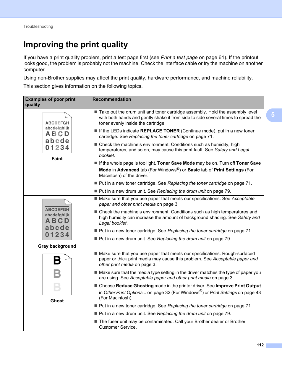 Improving the print quality | Brother HL 2270DW User Manual | Page 116 / 150