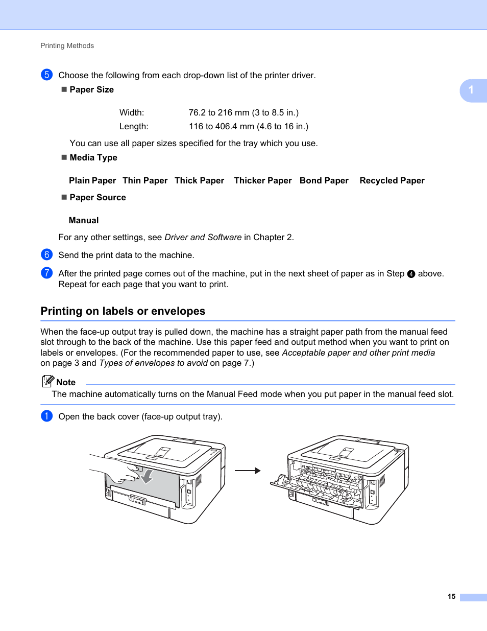 Printing on labels or envelopes | Brother HL 2270DW User Manual | Page 19 / 150