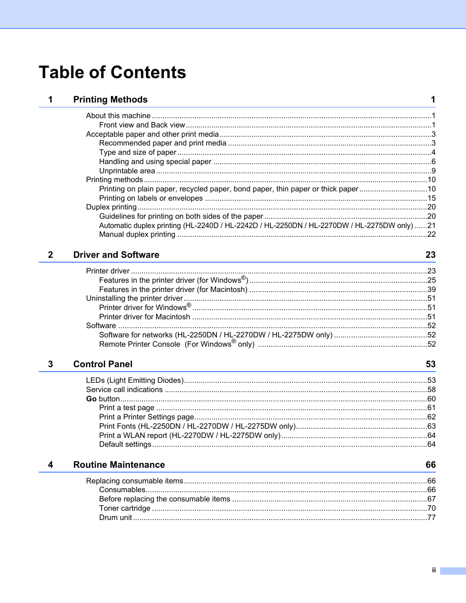 Brother HL 2270DW User Manual | Page 3 / 150