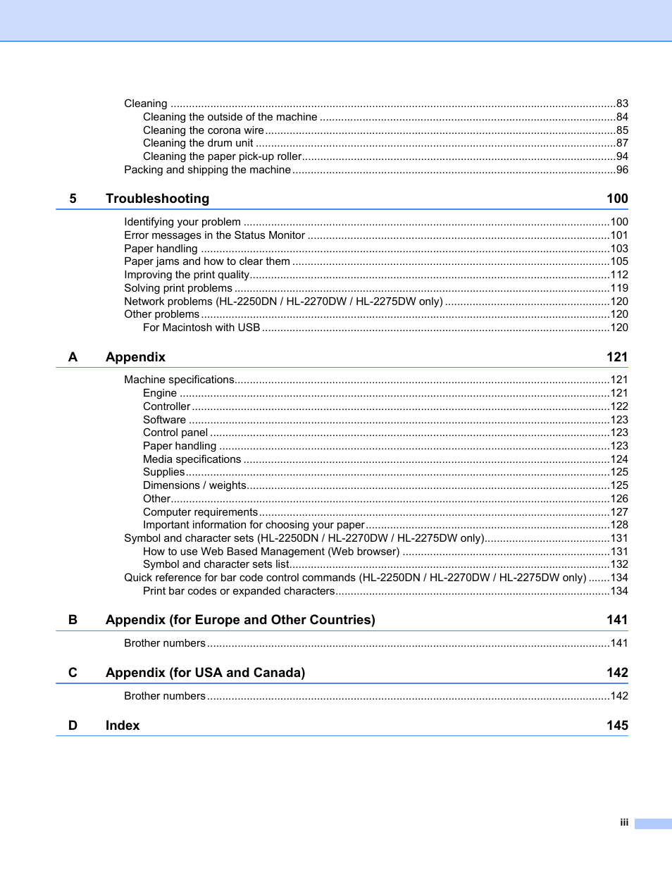 Brother HL 2270DW User Manual | Page 4 / 150