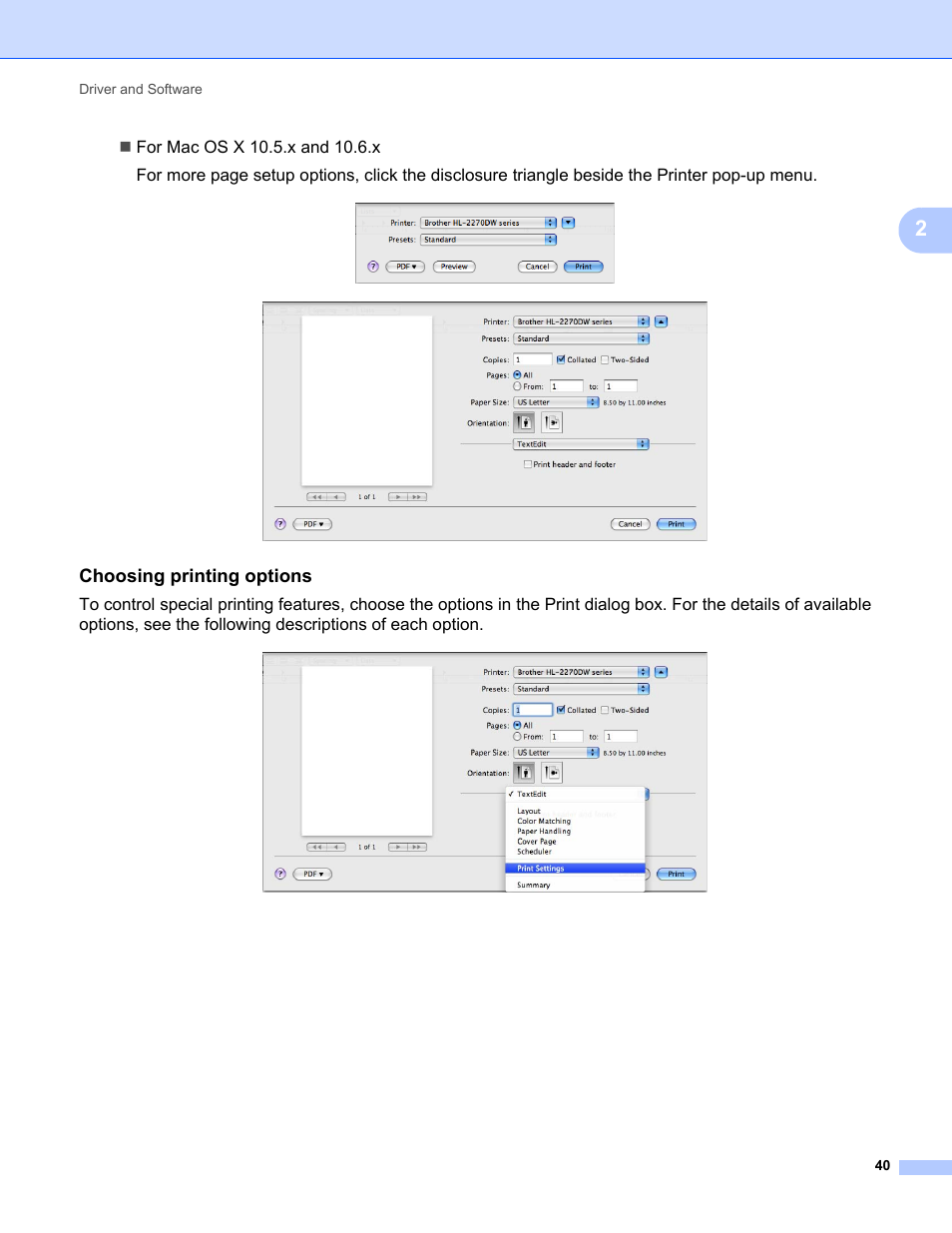 Choosing printing options | Brother HL 2270DW User Manual | Page 44 / 150