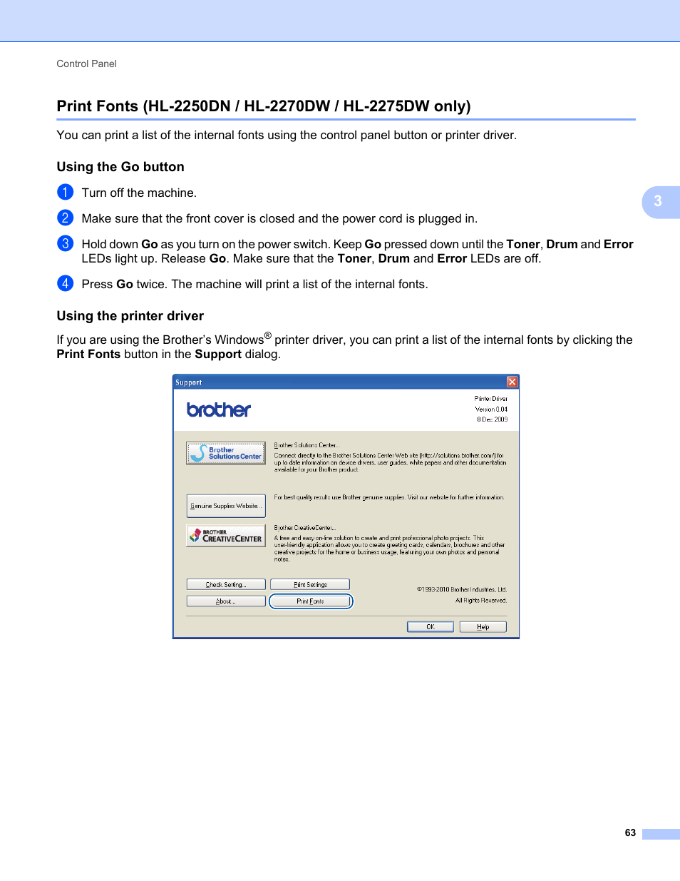 Using the go button, Using the printer driver | Brother HL 2270DW User Manual | Page 67 / 150