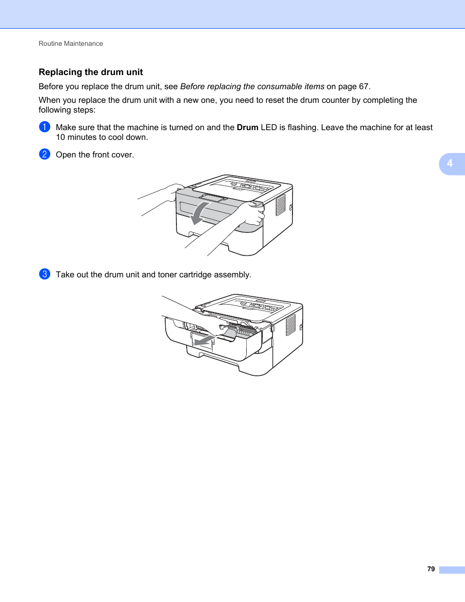 Replacing the drum unit | Brother HL 2270DW User Manual | Page 83 / 150