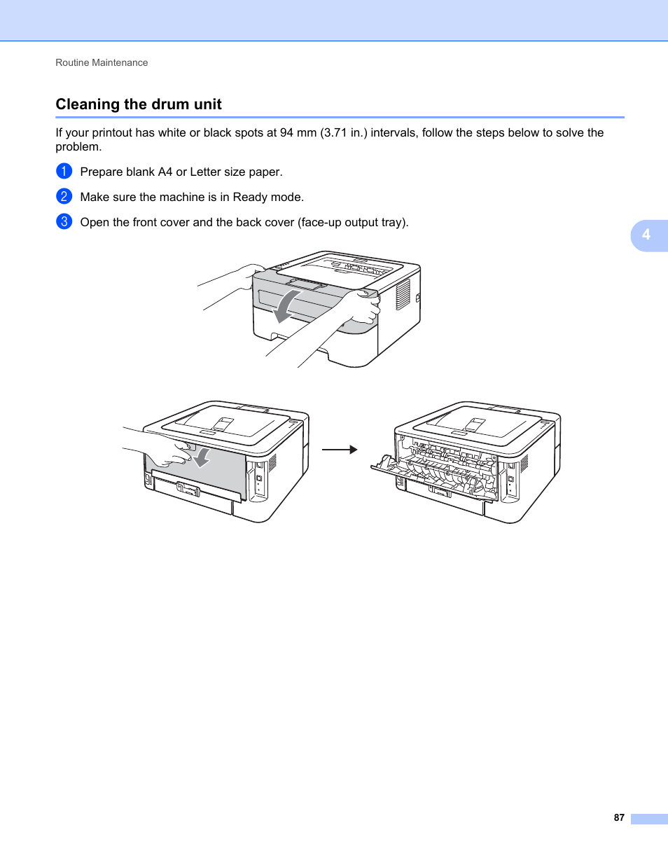 Cleaning the drum unit, 4cleaning the drum unit | Brother HL 2270DW User Manual | Page 91 / 150