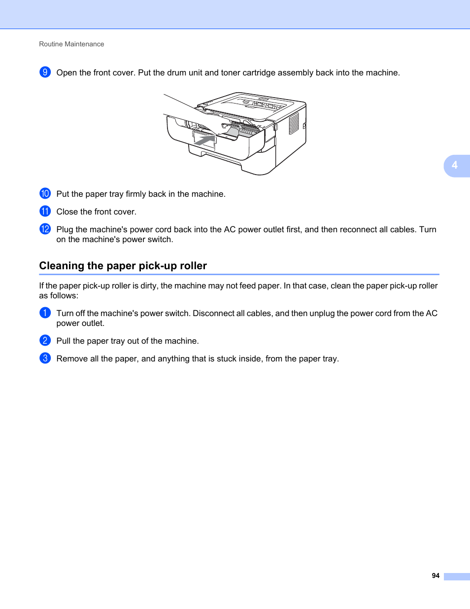 Cleaning the paper pick-up roller | Brother HL 2270DW User Manual | Page 98 / 150