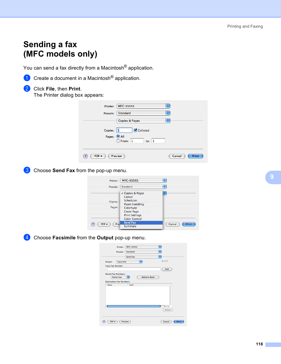 Sending a fax (mfc models only) | Brother MFC-230C User Manual | Page 124 / 168