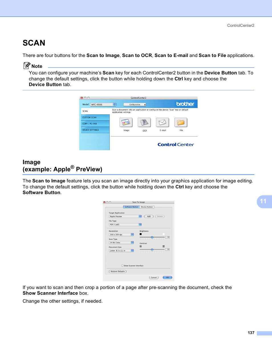 Scan, Image (example: apple® preview), Image (example: apple | Preview) | Brother MFC-230C User Manual | Page 143 / 168