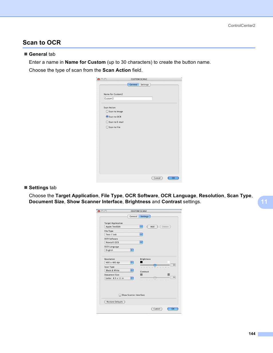 Scan to ocr, 11 scan to ocr | Brother MFC-230C User Manual | Page 150 / 168