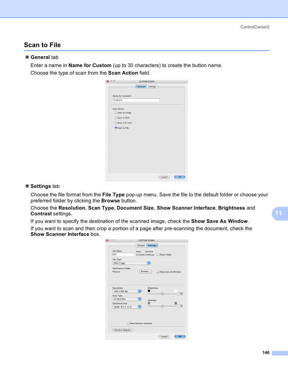 Scan to file, 11 scan to file | Brother MFC-230C User Manual | Page 152 / 168