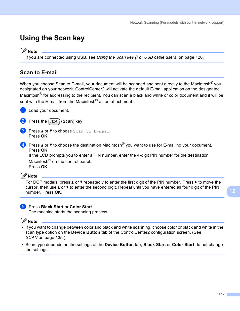 Using the scan key, Scan to e-mail | Brother MFC-230C User Manual | Page 158 / 168