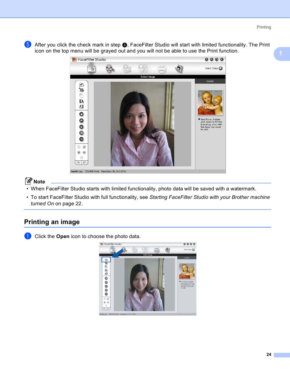 Printing an image | Brother MFC-230C User Manual | Page 30 / 168