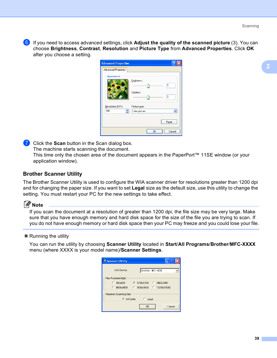 Brother scanner utility | Brother MFC-230C User Manual | Page 45 / 168