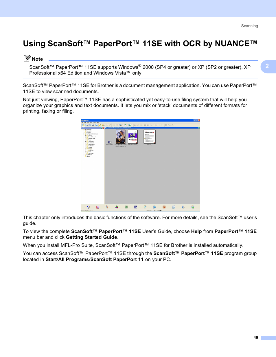 Using scansoft™ paperport™ 11se with ocr by nuance, Using scansoft™ paperport™ 11se with ocr by | Brother MFC-230C User Manual | Page 55 / 168