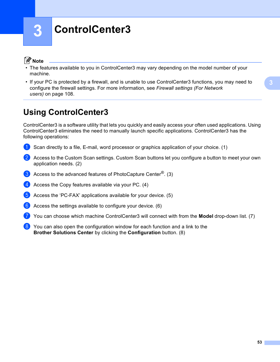 3 controlcenter3, Using controlcenter3, Controlcenter3 | Brother MFC-230C User Manual | Page 59 / 168