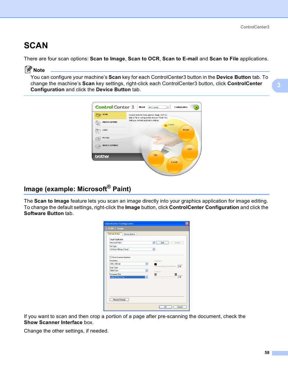 Scan, Image (example: microsoft® paint), Image (example: microsoft | Paint) | Brother MFC-230C User Manual | Page 64 / 168