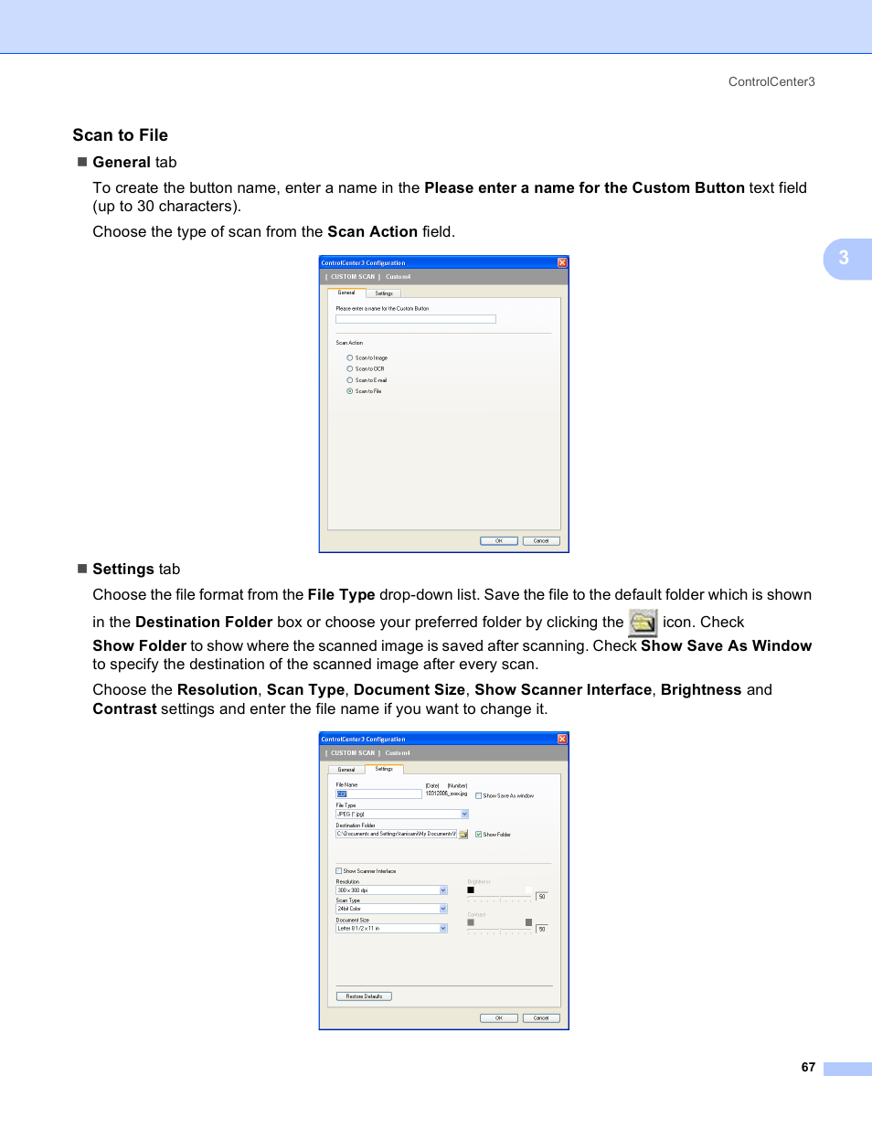 Scan to file | Brother MFC-230C User Manual | Page 73 / 168
