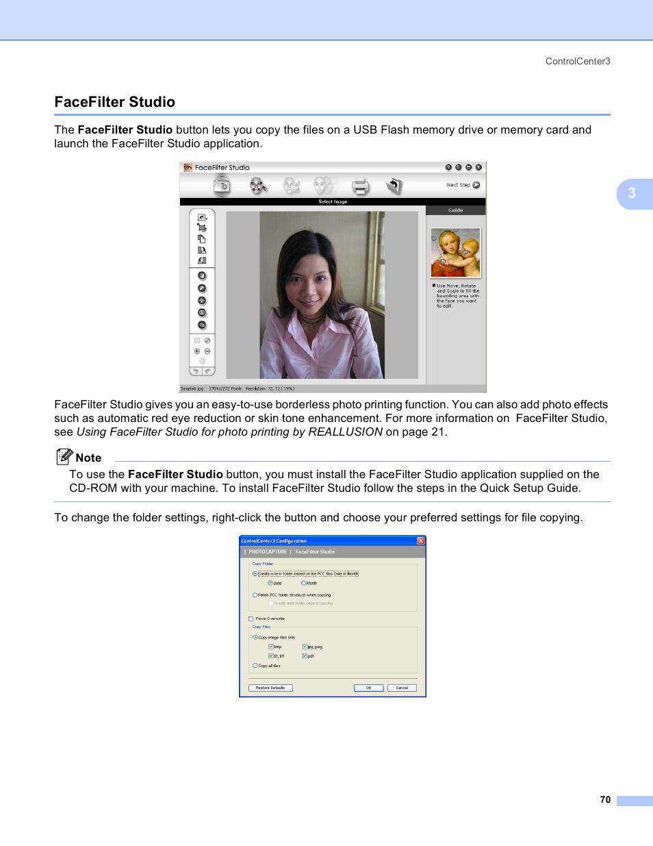 Facefilter studio, 3facefilter studio | Brother MFC-230C User Manual | Page 76 / 168