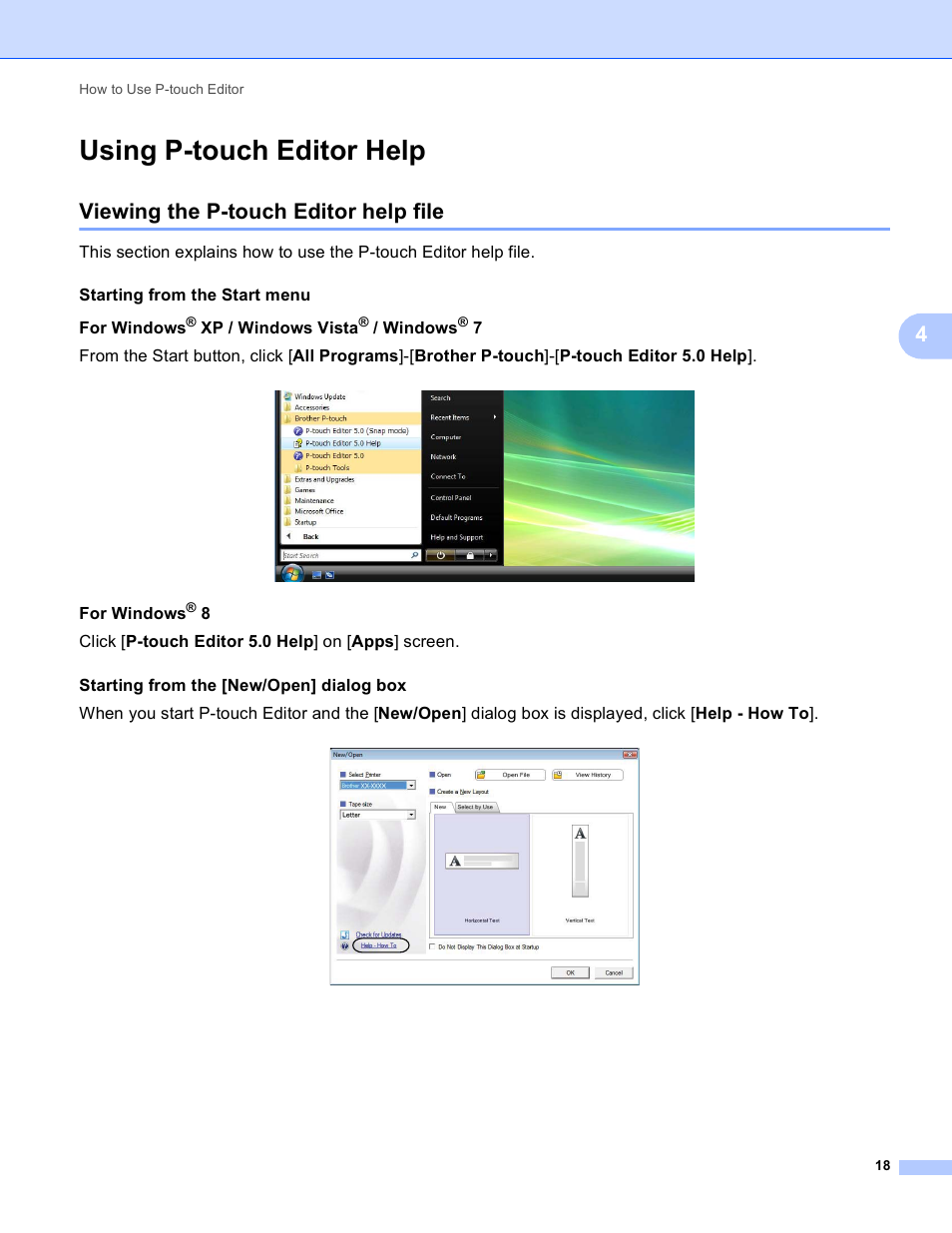 Using p-touch editor help, Viewing the p-touch editor help file | Brother TD-2120N User Manual | Page 22 / 94