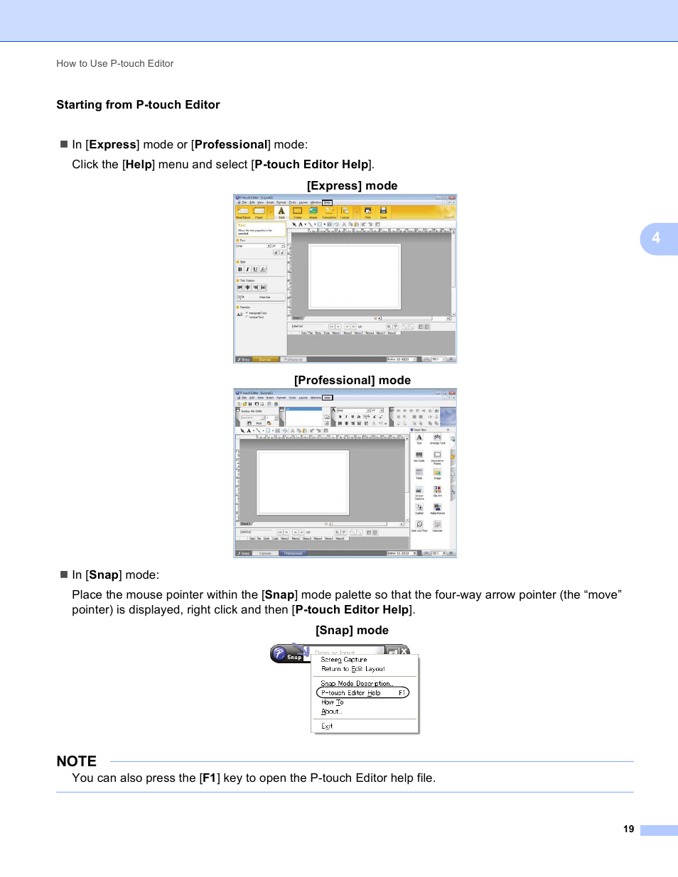 Starting from p-touch editor, Professional] mode | Brother TD-2120N User Manual | Page 23 / 94