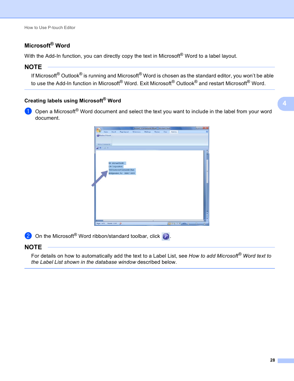 Microsoft® word, Microsoft, Word | Brother TD-2120N User Manual | Page 32 / 94