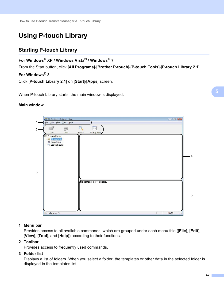 Using p-touch library, Starting p-touch library | Brother TD-2120N User Manual | Page 51 / 94